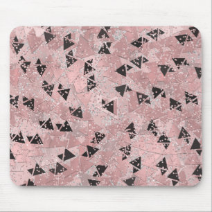Tapis De Souris Rose Rouge Gênée Motif Triangles Or et Noir
