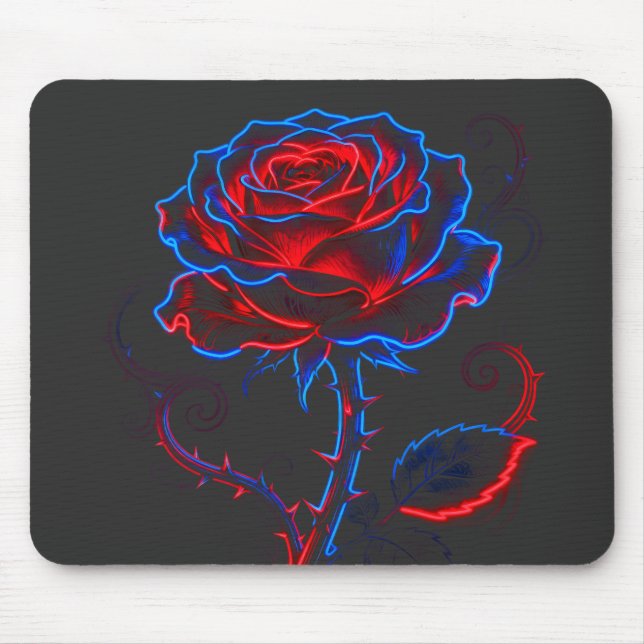 Tapis de souris Rose Rouge Néon et Bleu (Devant)