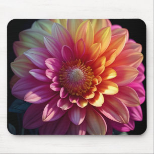 Tapis De Souris Rose Rouge Orange Jaune Violet Dahlia Fleur