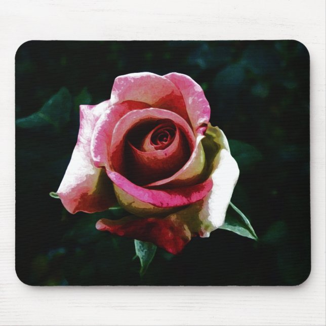 Tapis De Souris Rose rouge peinte à l'huile (Devant)