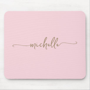 Tapis De Souris Rose Simple Blush Pink Monogramme Personnalisé en 