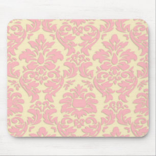 Tapis De Souris Rose sur la damassé crème Mousepad