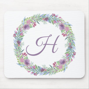 Tapis De Souris Rose vert violet Monogramme initial