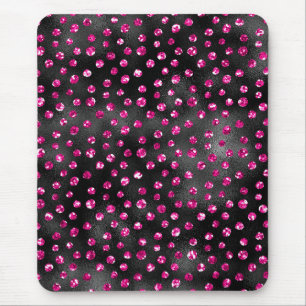 Tapis De Souris Rose vif et impression à pois noir Glam