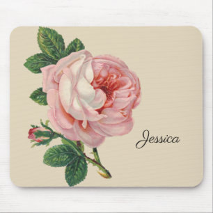 Tapis De Souris Rose vintage avec votre nom