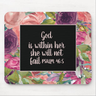 Tapis De Souris Rose violet Floral Noir Bible Chrétienne Verse