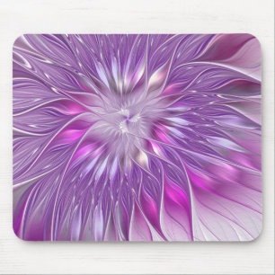 Tapis De Souris Rose violet passion Fleur Art Abstrait Fractal