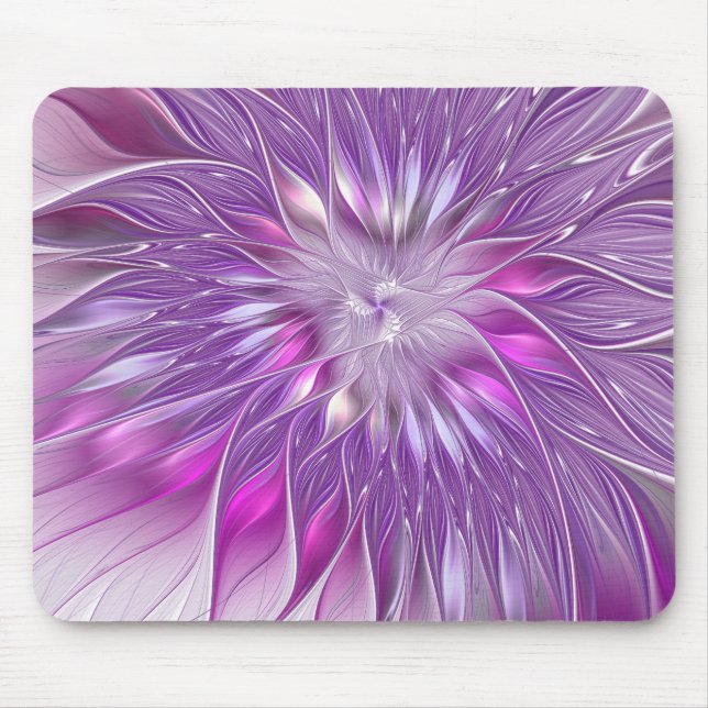 Tapis De Souris Rose violet passion Fleur Art Abstrait Fractal (Devant)