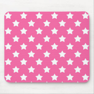 Tapis De Souris Rose White Stars Motif Décor