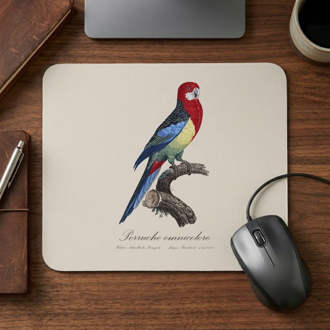 Tapis De Souris Rosella orientale ou Perruche à tête pâle Platycer (Eastern rosella or Platycercus eximius parakeet. Mouse Pad)
