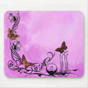 Tapis De Souris Roses avec des papillons