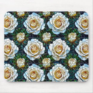 Tapis De Souris Roses blanches fleurs