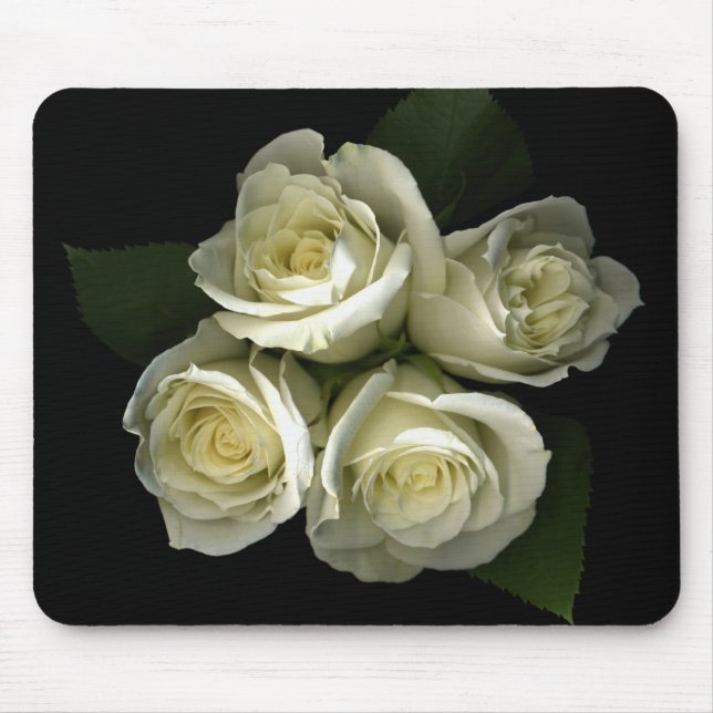 Tapis De Souris Roses blancs Mousepad (Devant)