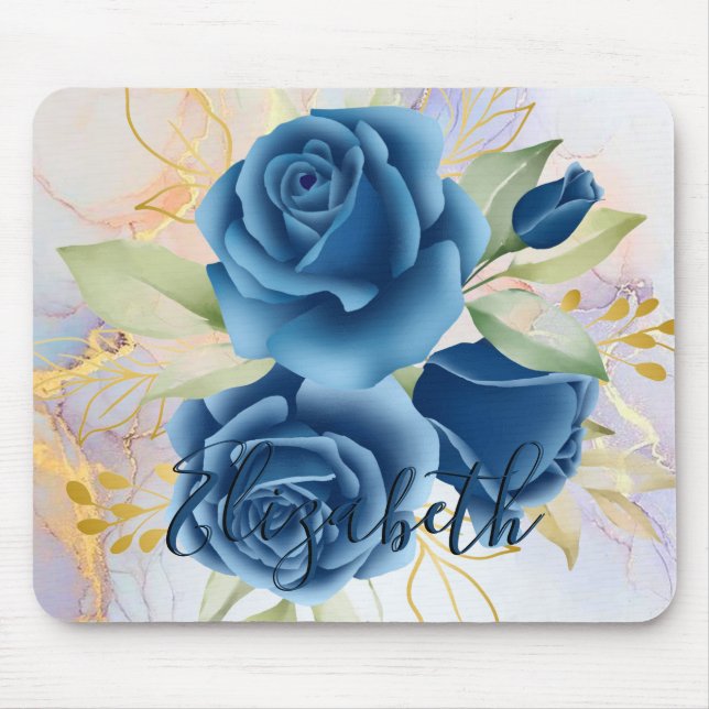 Tapis De Souris Roses Bleues (Devant)