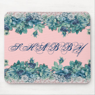 Tapis De Souris Roses bleus chics minables vintages Mousepad