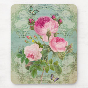 Tapis De Souris Roses chics minables victoriens antiques Mousepad
