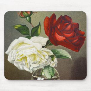 Tapis De Souris Roses de jardin anciennes dans un vase en verre