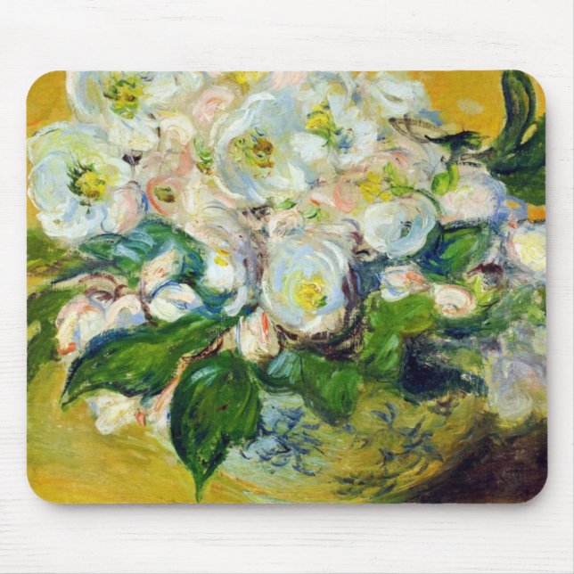 Tapis De Souris Roses de Noël (par Claude Monet) (Devant)