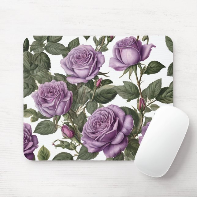 Tapis De Souris Roses de Rose pourpre, (Avec souris)