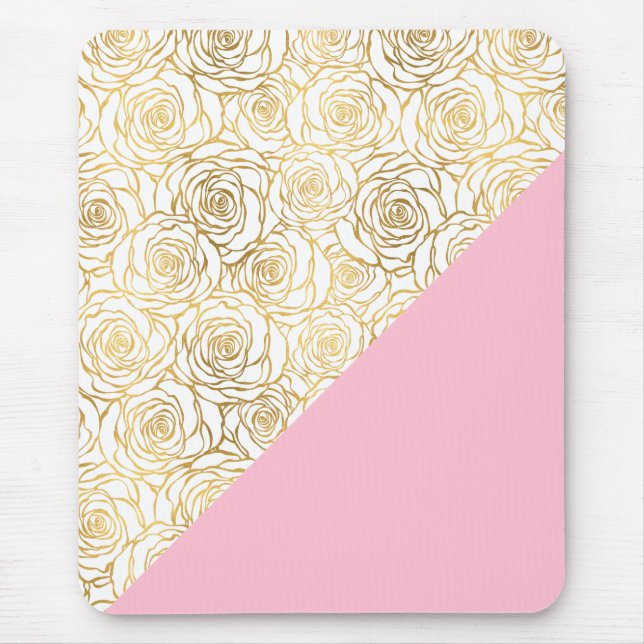 Tapis De Souris Roses d'or rose (Devant)
