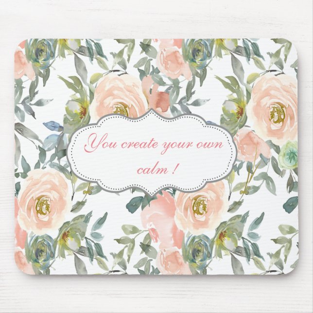 Tapis De Souris Roses Élégantes Chic, Message de Motivation (Devant)