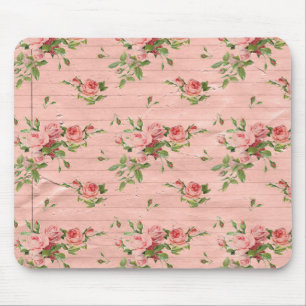 Tapis De Souris Roses en bois roses rustiques