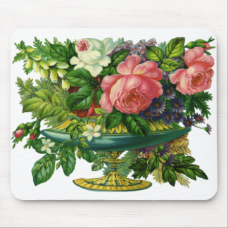 Tapis De Souris Roses Fleurs Roses Vintage, Vase de Fleurs