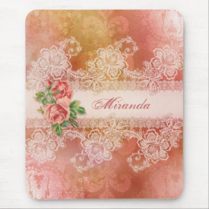 Tapis De Souris Roses Girly et Mousepad personnalisé par dentelle