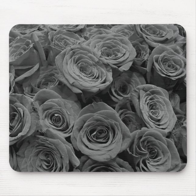 Tapis De Souris Roses gris, photo florale grise (Devant)