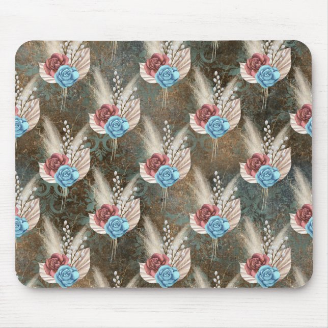 Tapis De Souris Roses in a Fleur de Lis Background (Devant)