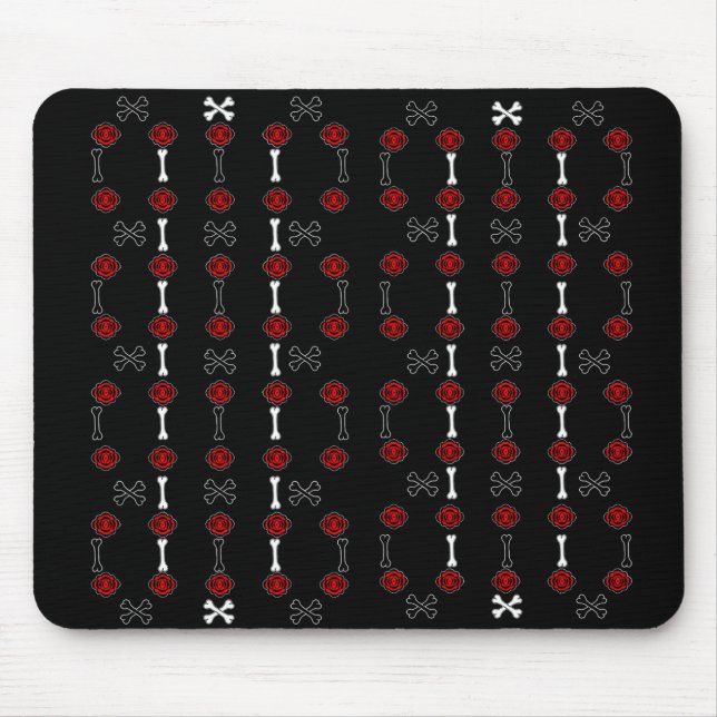 Tapis De Souris Roses morts (Noir avec Rouge) (Devant)