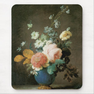 Tapis De Souris Roses, Ranunculus et autres fleurs dans un Vase Bl