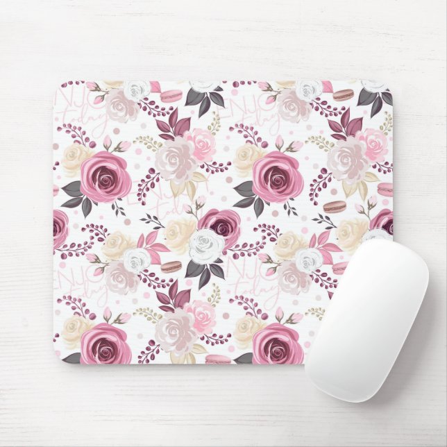 Tapis De Souris Roses roses et crème Mousepad (Avec souris)