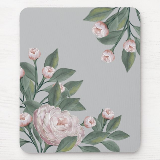 Tapis De Souris Roses roses pâles avec fond modifiable     (Devant)