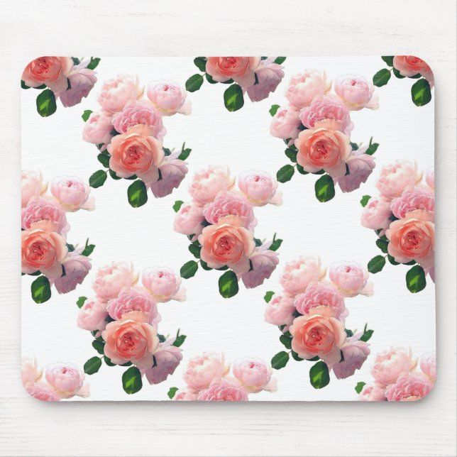 Tapis De Souris Roses roses rose Floral Aquarelle Art Modèle tenda (Devant)