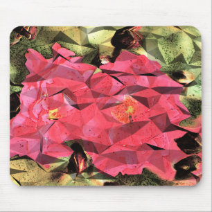 Tapis De Souris Roses Roses Roses Roses Rouge Cubiste Abstrait Fut