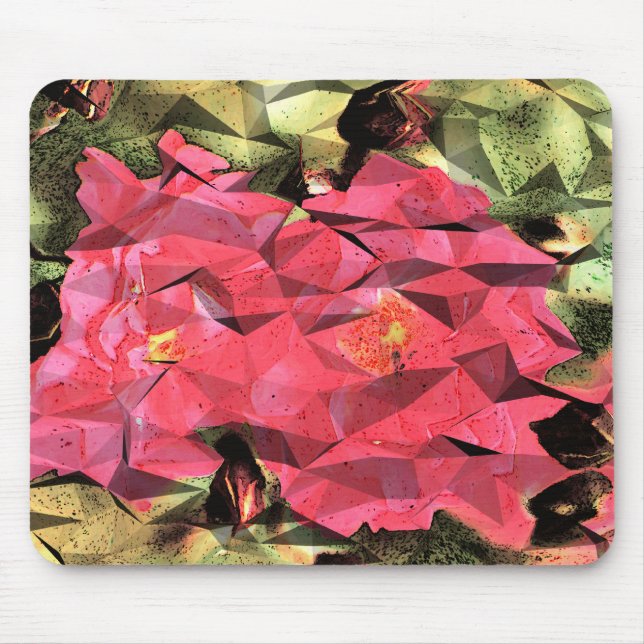 Tapis De Souris Roses Roses Roses Roses Rouge Cubiste Abstrait Fut (Devant)