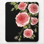 Tapis De Souris Roses roses vintages Mousepad<br><div class="desc">Délicat roses et feuilles d'aquarelle dessinés à la main en rose et vert. L'Arrière - plan est transparent,  donc la couleur arrière - plan est entièrement personnalisable !</div>