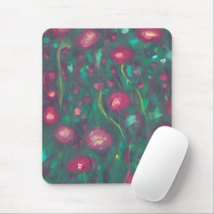 Tapis De Souris Roses rouges abstraites atténuées