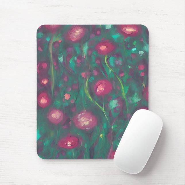 Tapis De Souris Roses rouges abstraites atténuées (Avec souris)