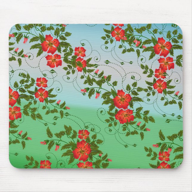 Tapis De Souris Roses rouges élégantes Motifs vintages (Devant)