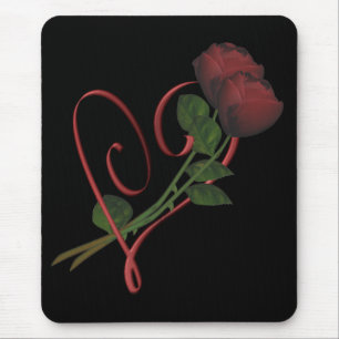 Tapis De Souris Roses rouges Fleur du Coeur rouge Mousepad
