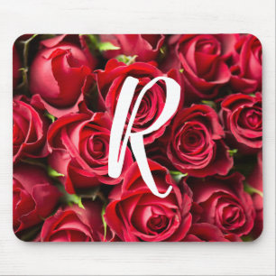 Tapis de souris roses rouges monogrammées