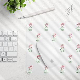 Tapis De Souris Roses Rouges, Motif De Roses, Fleurs