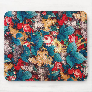 Tapis De Souris Roses rouges vintages et motif floral lilas