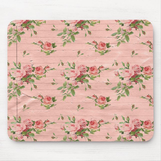 Tapis De Souris Roses rustiques en bois rose (Devant)