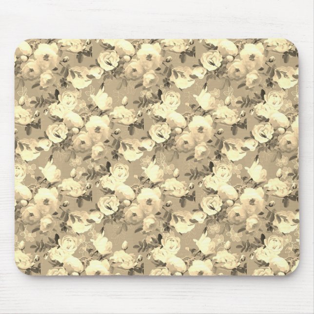 Tapis De Souris Roses sucrés sur Sepia (Devant)