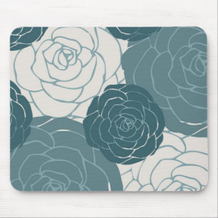Tapis De Souris Roses turquoises et blancs