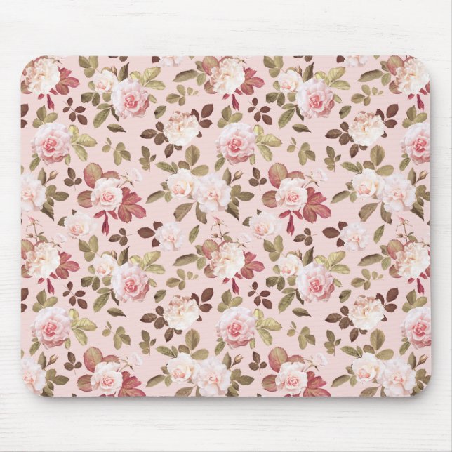 Tapis De Souris Roses Vintages de fleurs roses (Devant)