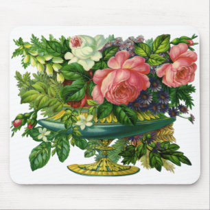 Tapis De Souris Roses vintages florales roses, Vase de fleurs